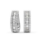 9ct White Gold Cassian Baguette Round Lab Diamond Hoop Earrings (4 Ct. Tw.) front image