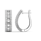 9ct White Gold Cassian Baguette Round Lab Diamond Hoop Earrings (4 Ct. Tw.) left