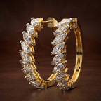 9ct White Gold April Marquise Lab Diamond Hoop Earrings (1 Ct. Tw.) color product image one
