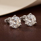 14kt White Gold Three Prong Martini Round Lab Diamond Stud Earrings (1 Ct. Tw.) color product image two
