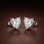 14kt White Gold Three Prong Heart Lab Diamond Stud Earrings (2 Ct. Tw.) color product image one