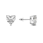 14kt White Gold Three Prong Heart Lab Diamond Stud Earrings (2 Ct. Tw.) side right image one