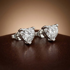 14kt White Gold Three Prong Heart Lab Diamond Stud Earrings (2 Ct. Tw.) color product image two