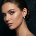 Platinum Four Prong Oval Lab Diamond Stud Earrings (1 Ct. Tw.) model