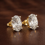 Platinum Four Prong Oval Lab Diamond Stud Earrings (1 Ct. Tw.) color product image one