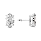 Platinum Four Prong Oval Lab Diamond Stud Earrings (1 Ct. Tw.) side right image one