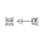 Platinum Four Prong Cushion Lab Diamond Stud Earrings (4 Ct. Tw.) left