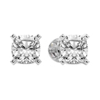 Platinum Four Prong Cushion Lab Diamond Stud Earrings (4 Ct. Tw.) right