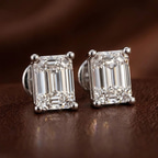 14kt White Gold Four Prong Emerald Lab Diamond Stud Earrings (1 Ct. Tw.) color product image two