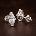 14ct White Gold Four Prong Marquise Lab Diamond Stud Earrings (1 Ct. Tw.) color product image two