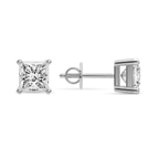 14ct White Gold Four Prong Princess Lab Diamond Stud Earrings (1 Ct. Tw.) side right image one