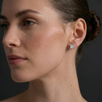 14ct White Gold Four Prong Princess Lab Diamond Stud Earrings (1 Ct. Tw.) model image two