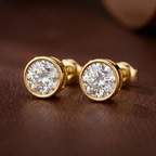 10kt White Gold Classic Bezel Round Lab Diamond Stud Earrings (1 Ct. Tw.) color product image one