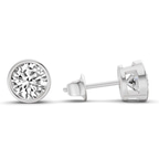 10kt White Gold Classic Bezel Round Lab Diamond Stud Earrings (5 Ct. Tw.) side right image one