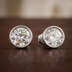 10kt White Gold Classic Bezel Round Lab Diamond Stud Earrings (1 Ct. Tw.) color product image two