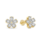 9ct Yellow Gold Daisy Flower Fashion Lab Diamond Stud Earrings (1 Ct. Tw.) left