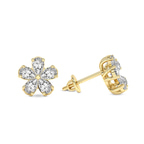 9ct Yellow Gold Daisy Flower Fashion Lab Diamond Stud Earrings (1 Ct. Tw.) right