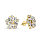 14kt Yellow Gold Peony Flower Fashion Lab Diamond Stud Earrings (1 Ct. Tw.) left