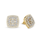 10kt Yellow Gold Scabiosa Flower Fashion Lab Diamond Stud Earrings (6 Ct. Tw.) left