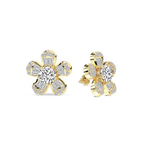 14kt Yellow Gold Periwinkle Flower Fashion Lab Diamond Stud Earrings (4 Ct. Tw.) left