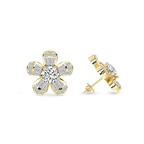14kt Yellow Gold Periwinkle Flower Fashion Lab Diamond Stud Earrings (4 Ct. Tw.) right