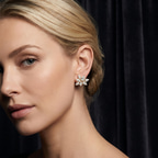 10kt Yellow Gold Cosmos Flower Fashion Lab Diamond Stud Earrings (5 Ct. Tw.) model image two