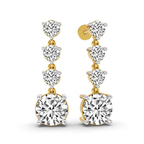 9ct Yellow Gold Round Fashion Lab Diamond Dangle Earrings (1 Ct. Tw.) left