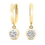 10kt Yellow Gold Round Bezel Fashion Lab Diamond Dangle Earrings (2 Ct. Tw.) left