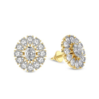 10kt Yellow Gold Dahlia Flower Fashion Lab Diamond Stud Earrings (2 Ct. Tw.) left