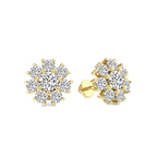 14kt Yellow Gold Magnolia Flower Fashion Lab Diamond Stud Earrings (4 Ct. Tw.) left