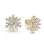 9ct Yellow Gold Sunflower Fashion Lab Diamond Stud Earrings (4 Ct. Tw.) left