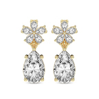 10kt Yellow Gold Iris Bloom Flower Fashion Lab Diamond Dangle Earrings (1 Ct. Tw.) front image