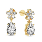 10kt Yellow Gold Iris Bloom Flower Fashion Lab Diamond Dangle Earrings (1 Ct. Tw.) side right image one