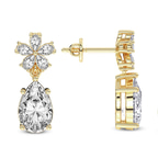 10kt Yellow Gold Iris Bloom Flower Fashion Lab Diamond Dangle Earrings (1 Ct. Tw.) standing product image one
