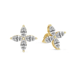 14kt Yellow Gold Charmed Clover Flower Fashion Lab Diamond Stud Earrings (3 Ct. Tw.) side right image one