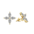 14kt Yellow Gold Charmed Clover Flower Fashion Lab Diamond Stud Earrings (3 Ct. Tw.) standing product image one