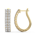 14ct Yellow Gold Gracie Double Row Round Lab Diamond Hoop Earrings (2 Ct. Tw.) left