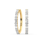9ct Yellow Gold Olea Emerald and Round Lab Diamond Hoop Earrings (3 Ct. Tw.) front image