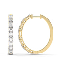 9ct Yellow Gold Olea Emerald and Round Lab Diamond Hoop Earrings (3 Ct. Tw.) left