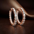 14kt Yellow Gold Willa Emerald & Round Lab Diamond Hoop Earrings (8 Ct. Tw.) color product image two