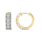9ct Yellow Gold Darya Emerald Lab Diamond Hoop Earrings (2 Ct. Tw.) left