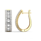9ct Yellow Gold Cassian Baguette Round Lab Diamond Hoop Earrings (4 Ct. Tw.) left
