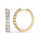 9ct Yellow Gold April Marquise Lab Diamond Hoop Earrings (3 Ct. Tw.) side right image one
