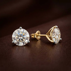 14kt Yellow Gold Three Prong Martini Round Lab Diamond Stud Earrings (1 Ct. Tw.) color product image one