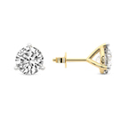14kt Yellow Gold Three Prong Martini Round Lab Diamond Stud Earrings (1 Ct. Tw.) side right image one