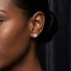 14kt Yellow Gold Three Prong Martini Round Lab Diamond Stud Earrings (1 Ct. Tw.) model image two