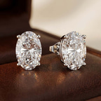 14kt Yellow Gold Four Prong Oval Lab Diamond Stud Earrings (3 Ct. Tw.) color product image two