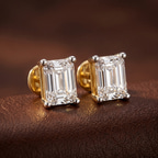 14kt Yellow Gold Four Prong Emerald Lab Diamond Stud Earrings (1 Ct. Tw.) color product image one