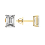 14kt Yellow Gold Four Prong Emerald Lab Diamond Stud Earrings (1 Ct. Tw.) side right image one