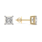 14kt Yellow Gold Four Prong Princess Lab Diamond Stud Earrings (6 Ct. Tw.) side right image one